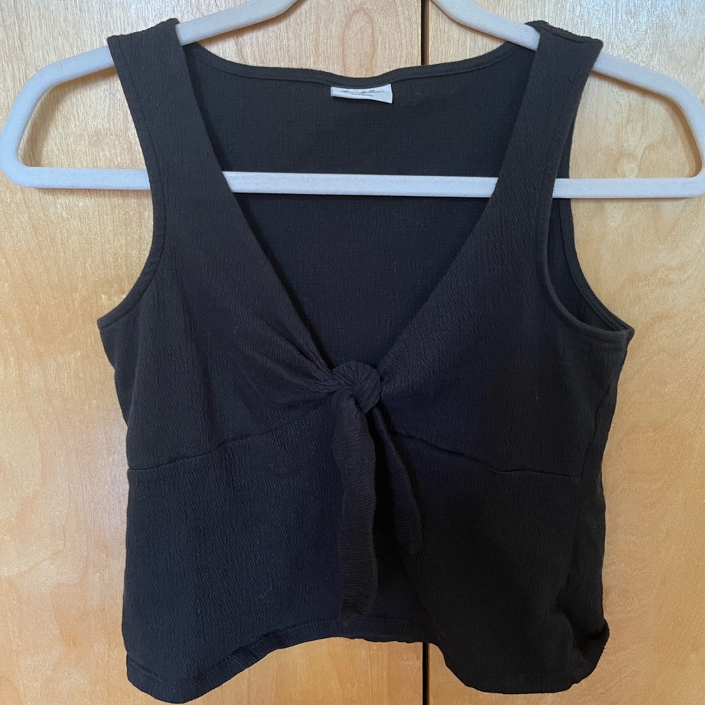 Black Babydoll Tie Front Tank
